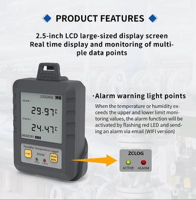 Monsternamingsinterval 0,1 min-24 uur Farmaceutische industrie WIFI LCD display Temperatuur en luchtvochtigheid Data logger